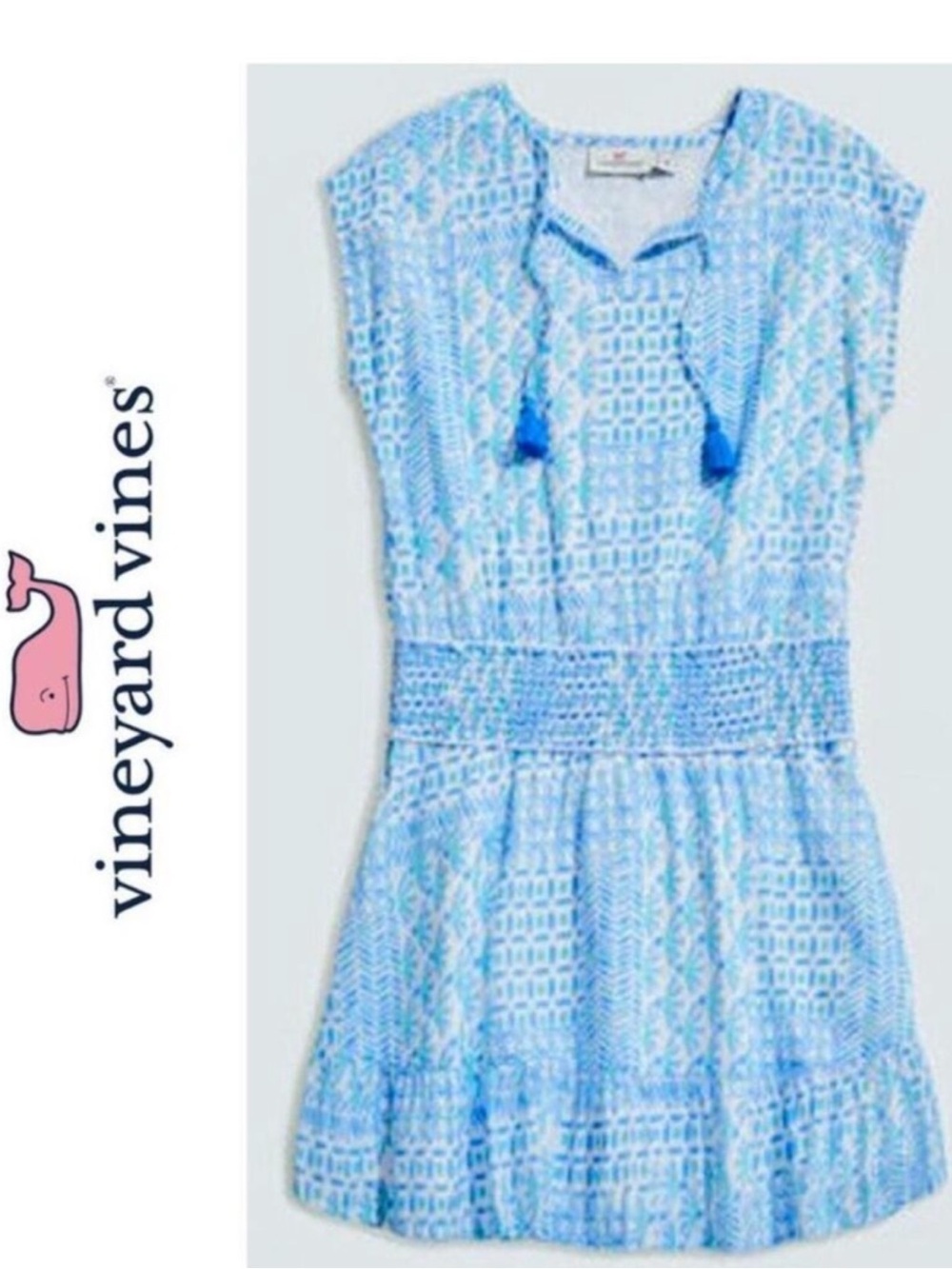 Vineyard Vines Girl's Patchwork Smocked Waist Dress Size M 10/12